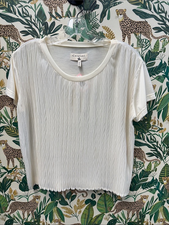 Cotelac Tops - Cotelac Women's Cream Textured Short-Sleeve Top XS